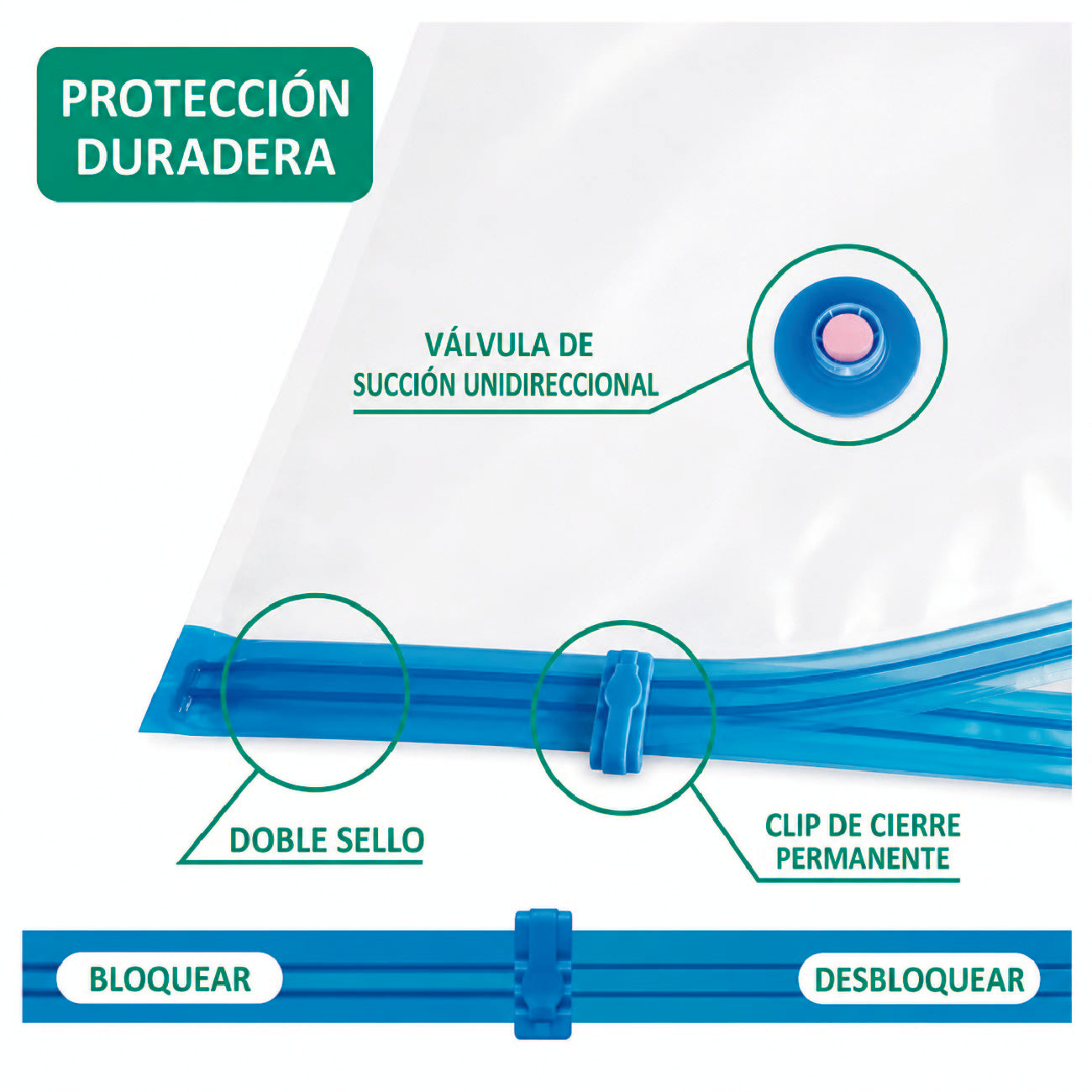 Bolsa de empaque al vacío con bomba